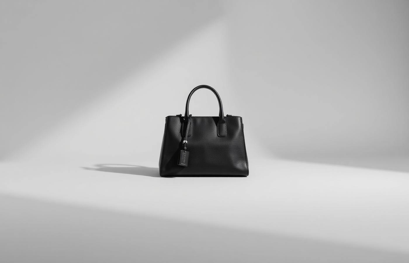 Signature leather bag photographed on a minimal studio background