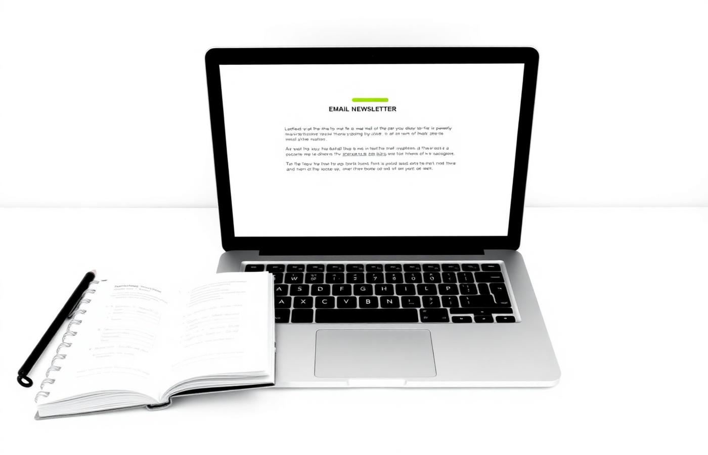 Plain-text OG Math email newsletter open on a laptop beside a maths workbook